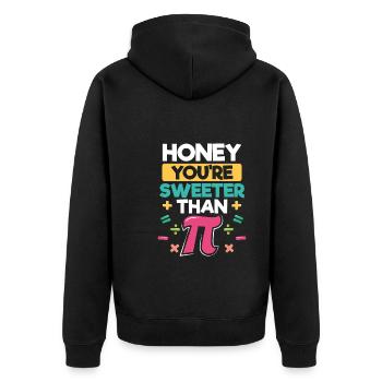 Schatz, Du Bist Süßer Als Pi - Unisex Premium Bio Zip Hoodie - Schwarz - Hinten - Nico (187cm)