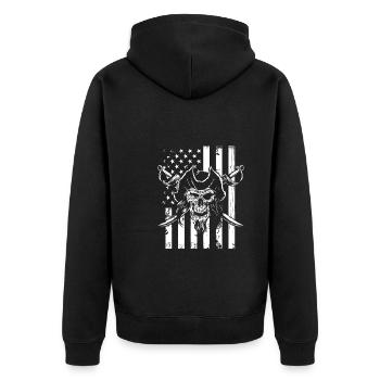 Crâne de pirate avec drapeau des États-Unis - Veste à capuche bio Premium Unisexe - noir - Dos - Nico (187cm)