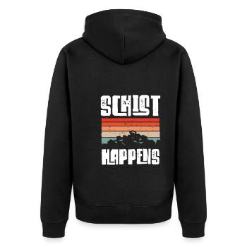Schiefer passiert - Unisex Premium Bio Zip Hoodie - Schwarz - Hinten - Nico (187cm)