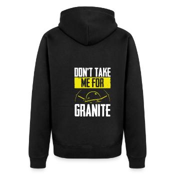 Don't think of me as granite - Unisex Premium Organic Zip Hoodie - black - Back - Nico (187cm)