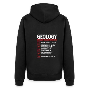 Geologist List - Unisex Premium Organic Zip Hoodie - black - Back - Nico (187cm)