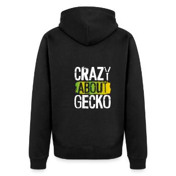 Crazy about geckos - Unisex Premium Organic Zip Hoodie - black - Back - Nico (187cm)