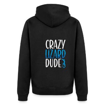 Crazy lizard type - Unisex Premium Organic Zip Hoodie - black - Back - Nico (187cm)