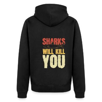 Les requins vous tueront - Veste à capuche bio Premium Unisexe - noir - Dos - Nico (187cm)