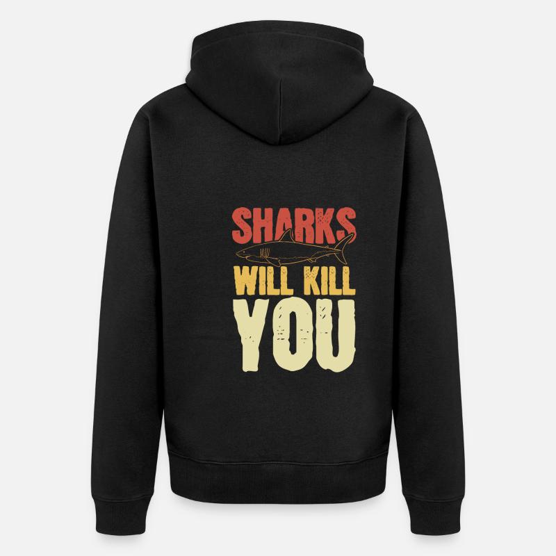 Les requins vous tueront - Veste à capuche bio Premium Unisexe - noir