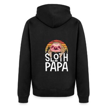 Sloth Papa Retro - Unisex Premium Organic Zip Hoodie - black - Back - Nico (187cm)