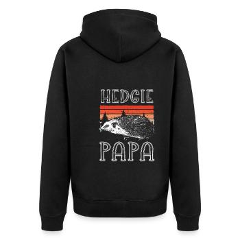 Netter Igelvater Retro - Unisex Premium Bio Zip Hoodie - Schwarz - Hinten - Nico (187cm)