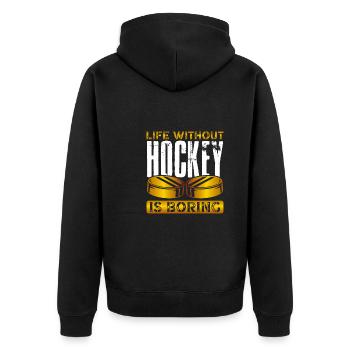 Life without ice hockey is boring - Unisex Premium Organic Zip Hoodie - black - Back - Nico (187cm)