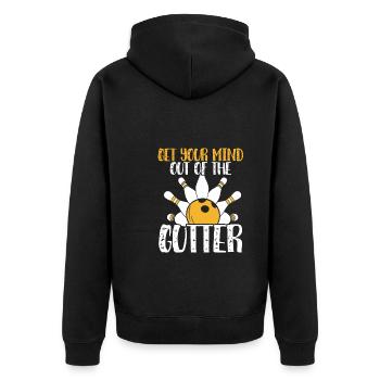 Get your thoughts out of the gutter - Unisex Premium Organic Zip Hoodie - black - Back - Nico (187cm)