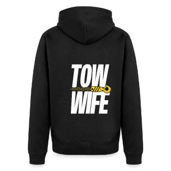 Frau Des Abschleppfahrers - Unisex Premium Bio Zip Hoodie - Schwarz - Hinten - Nico (187cm)