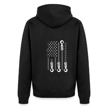 Crochet de remorquage drapeau américain - Veste à capuche bio Premium Unisexe - noir - Dos - Nico (187cm)