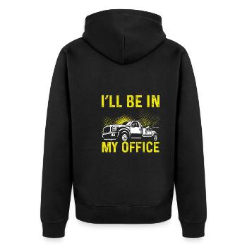 I Am In My Office - Unisex Premium Organic Zip Hoodie - black - Back - Nico (187cm)