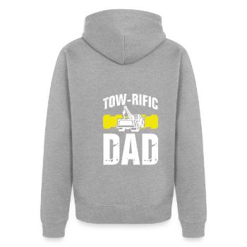 Tow Rific Father - Unisex Premium Organic Zip Hoodie - heather grey - Back - Nico (187cm)