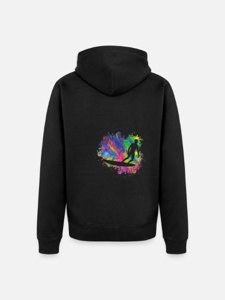 Summer surfer on surfboard - Unisex Premium Organic Zip Hoodie - black