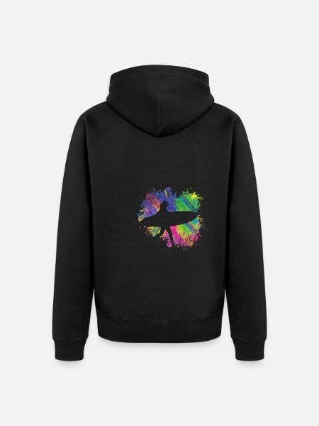 Summer surfers with board - Unisex Premium Organic Zip Hoodie - black