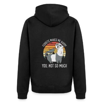 Frettchen Macht Mich Glücklich - Unisex Premium Bio Zip Hoodie - Schwarz - Hinten - Nico (187cm)