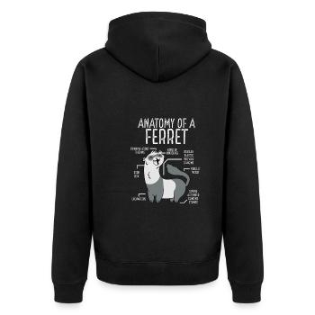 Anatomie Eines Frettchens - Unisex Premium Bio Zip Hoodie - Schwarz - Hinten - Nico (187cm)