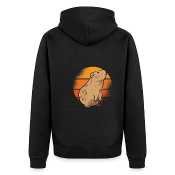 Mignon Cochon d’Inde Retro Sun - Veste à capuche bio Premium Unisexe - noir - Dos - Nico (187cm)