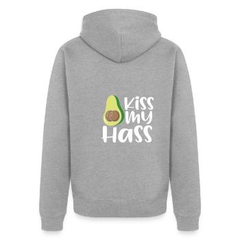 Küsse meinen Avocado Arsch - Unisex Premium Bio Zip Hoodie - Grau meliert - Hinten - Nico (187cm)