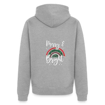 Heiter und fröhlich an Weihnachten - Unisex Premium Bio Zip Hoodie - Grau meliert - Hinten - Nico (187cm)