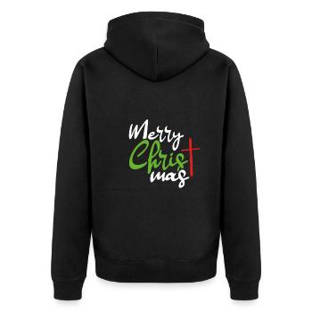 Frohe weihnachten kreuz - Unisex Premium Bio Zip Hoodie - Schwarz - Hinten - Nico (187cm)