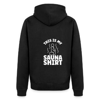 This is My Sauna Shirt - Unisex Premium Organic Zip Hoodie - black - Back - Nico (187cm)
