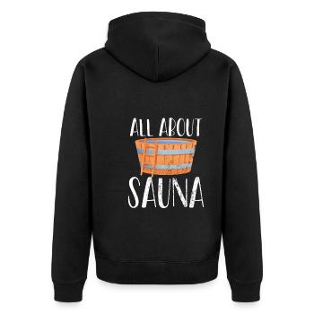 All about sauna buckets - Unisex Premium Organic Zip Hoodie - black - Back - Nico (187cm)