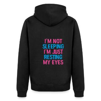 Ich Schlafe Nicht - Unisex Premium Bio Zip Hoodie - Schwarz - Hinten - Nico (187cm)