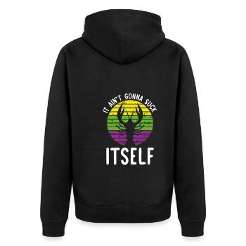 It will suck itself - Unisex Premium Organic Zip Hoodie - black - Back - Nico (187cm)