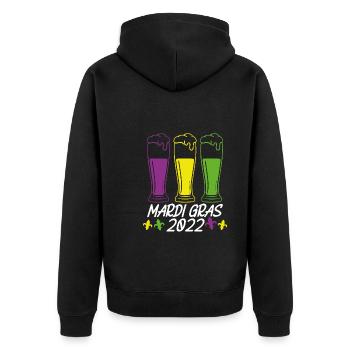 Faschingsbier 2022 - Unisex Premium Bio Zip Hoodie - Schwarz - Hinten - Nico (187cm)