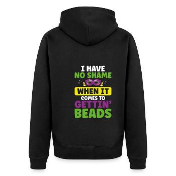 Ich Habe Keine Scham - Unisex Premium Bio Zip Hoodie - Schwarz - Hinten - Nico (187cm)