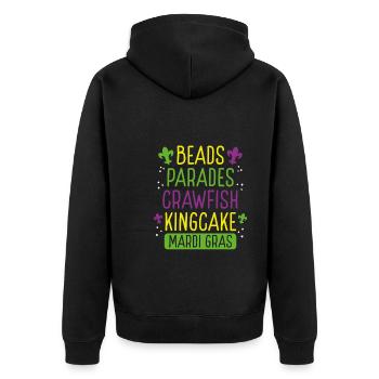 Pearl Parades Lobster Kingcake - Unisex Premium Organic Zip Hoodie - black - Back - Nico (187cm)
