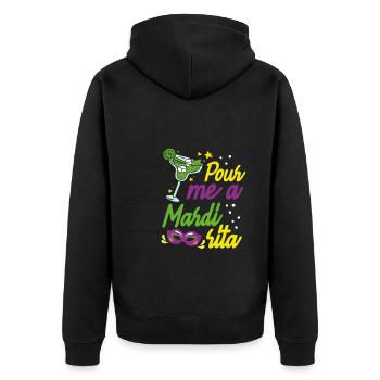 Gießen Sie Mir Eine Mardi Sita Ein - Unisex Premium Bio Zip Hoodie - Schwarz - Hinten - Nico (187cm)