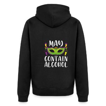 Kann Alkohol Enthalten - Unisex Premium Bio Zip Hoodie - Schwarz - Hinten - Nico (187cm)