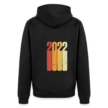 Année 2022 Rétro Vintage - Veste à capuche bio Premium Unisexe - noir - Dos - Nico (187cm)