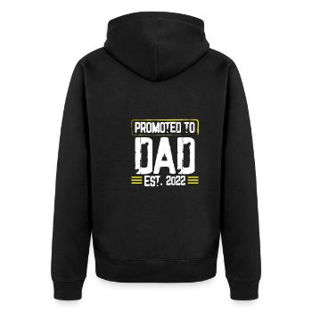 Promoted to Father 2022 - Unisex Premium Organic Zip Hoodie - black - Back - Nico (187cm)