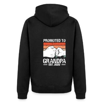 Befördert Zum Opa 2022 - Unisex Premium Bio Zip Hoodie - Schwarz - Hinten - Nico (187cm)