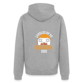 Niveau supérieur grand-père 2022 - Veste à capuche bio Premium Unisexe - gris chiné - Dos - Nico (187cm)