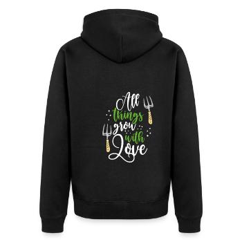Toutes choses grandissent avec amour - Veste à capuche bio Premium Unisexe - noir - Dos - Nico (187cm)