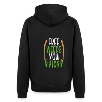 Kostenloses Unkraut, Das Sie Auswählen - Unisex Premium Bio Zip Hoodie - Schwarz - Hinten - Nico (187cm)