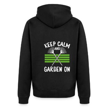 Restez calme et les jardiniers continuent - Veste à capuche bio Premium Unisexe - noir - Dos - Nico (187cm)