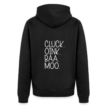 Nutztier Laute - Unisex Premium Bio Zip Hoodie - Schwarz - Hinten - Nico (187cm)