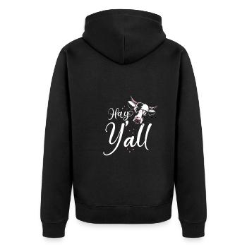 Coole Kuh Mit Sonnenbrille - Unisex Premium Bio Zip Hoodie - Schwarz - Hinten - Nico (187cm)