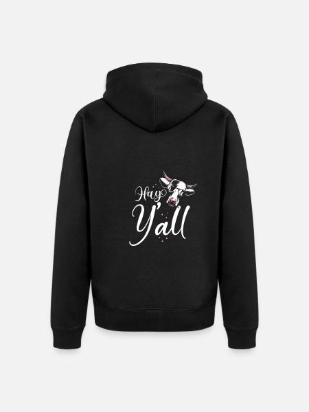 Cool cow with sunglasses - Unisex Premium Organic Zip Hoodie - black