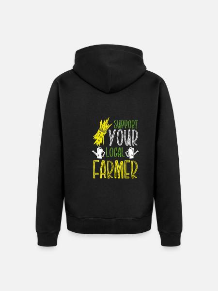 Support your local farmer - Unisex Premium Organic Zip Hoodie - black