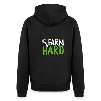 Hard work on the farm - Unisex Premium Organic Zip Hoodie - black - Back - Nico (187cm)