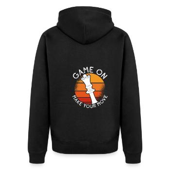 Game On Make Your Turn - Unisex Premium Organic Zip Hoodie - black - Back - Nico (187cm)