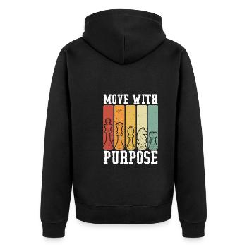 Move in chess on purpose - Unisex Premium Organic Zip Hoodie - black - Back - Nico (187cm)