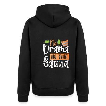 Kein Drama In Der Sauna - Unisex Premium Bio Zip Hoodie - Schwarz - Hinten - Nico (187cm)