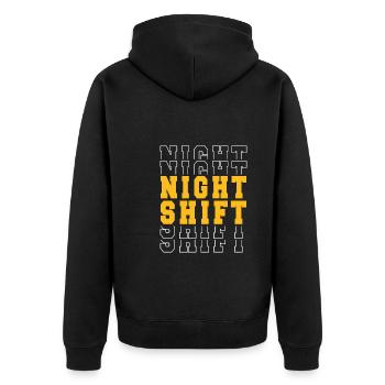 Yellow night shift - Unisex Premium Organic Zip Hoodie - black - Back - Nico (187cm)